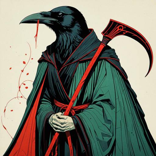 Raven Reaper with Red Scythe