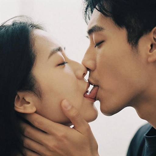 Grainy Close-Up Passionate Kiss Portrait