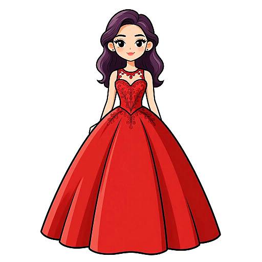Elegant Woman in Red Ball Gown