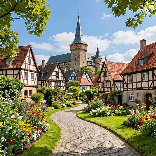 Picturesque Medieval Village with Gardens