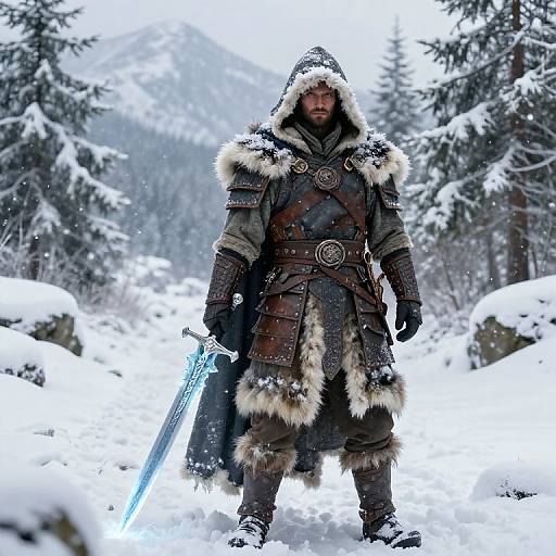 DND Warrior in Frosted Winter Armor