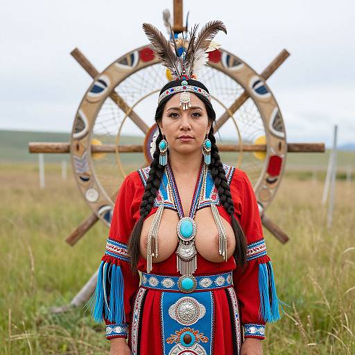 Serene Native Woman in Traditional Attire