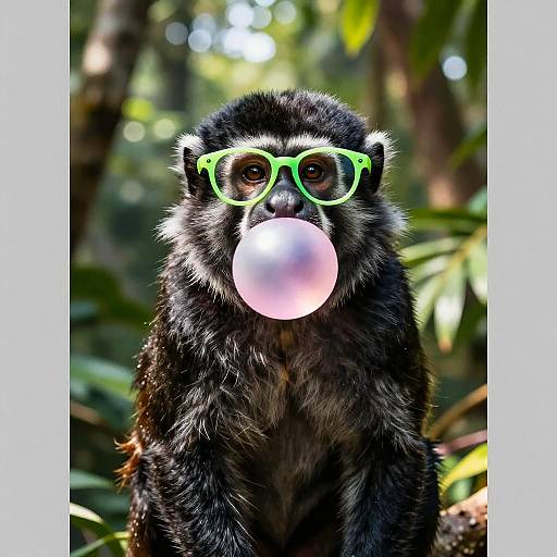 Tamarin Monkey with Neon Glasses