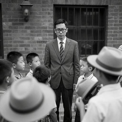 Vintage Black-and-White Family Gathering