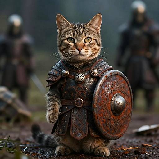 Cinematic Viking Cat with Shield