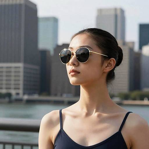 Ballet Dancer in Oversized Gold Sunglasses