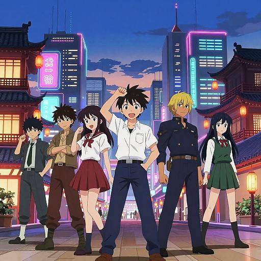 Vibrant Anime Cityscapes at Dusk