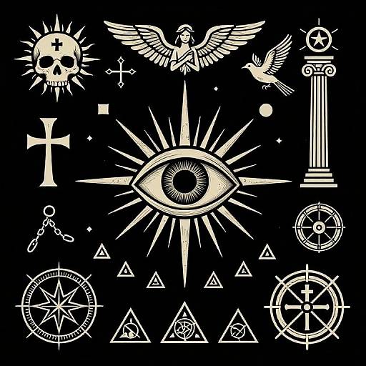 Occult Symbols with Central Eye