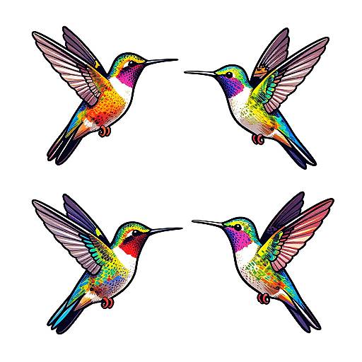 Colorful Hummingbird Graffiti Art