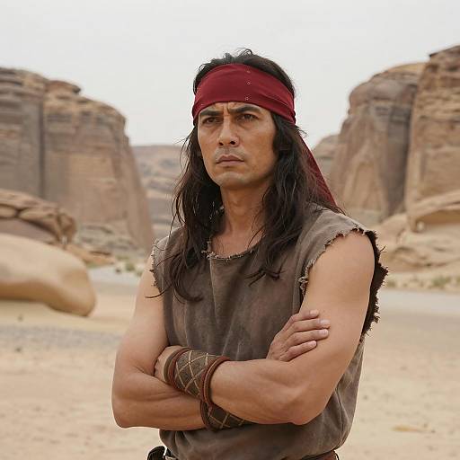 Serious Man in Desert Canyon Setting