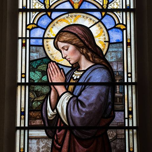 Stained Glass Woman Praying Window