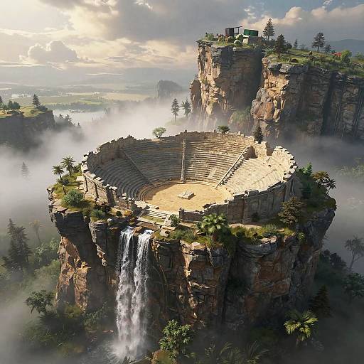 Ruined Amphitheater in Mystic Landscape
