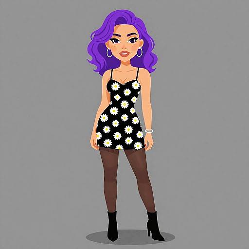 90s Inspired Woman in Daisy Slip Dress