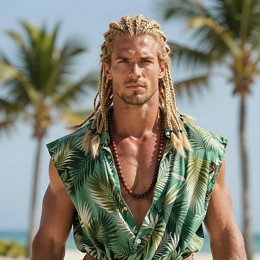 Muscular Man in Tropical Toga Costume