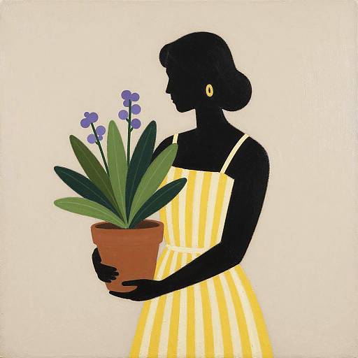 Minimalist Woman with Plant Silhouette