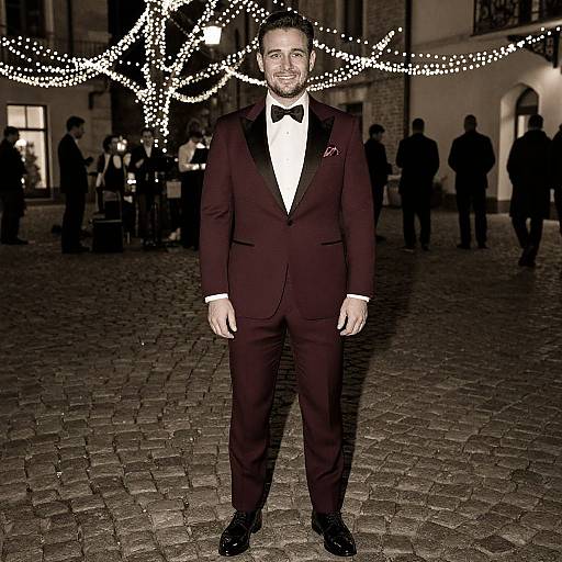 Charming Man in Burgundy Tuxedo