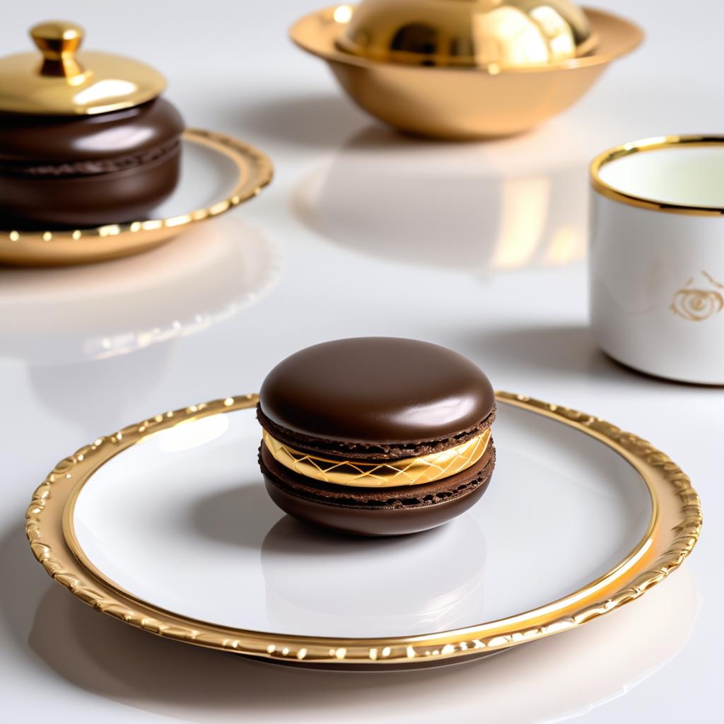 Elegant Macaron in Modern Café Setting