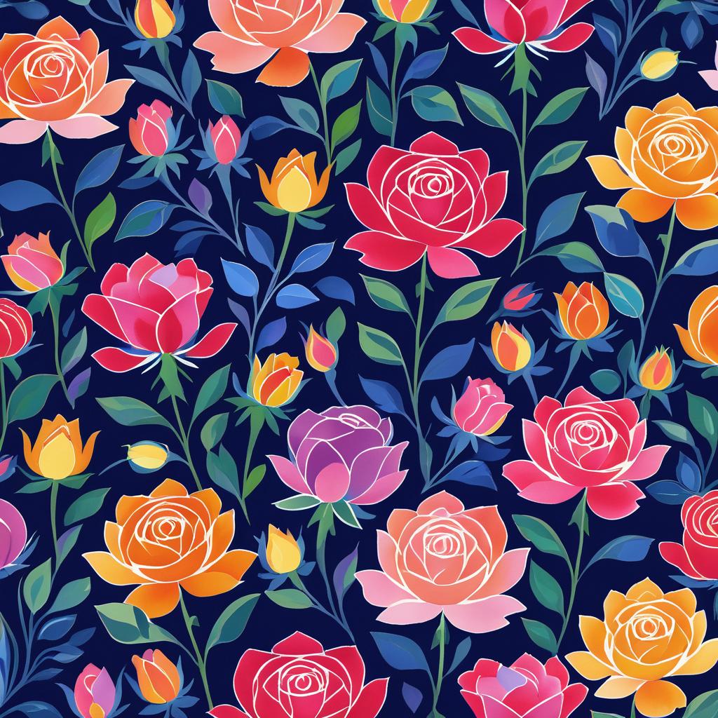 Vibrant Floral Pattern Inspired by Matisse