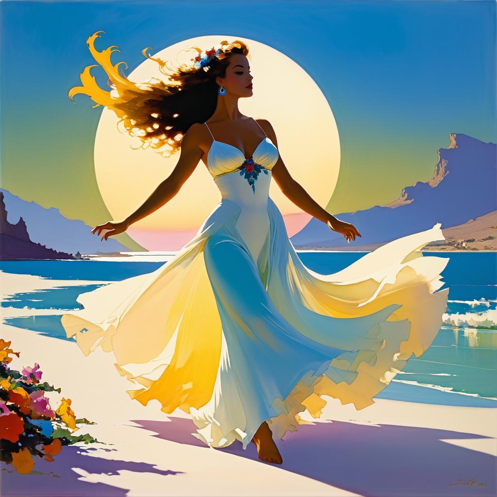 Goddess of Love Dancing at Sunset