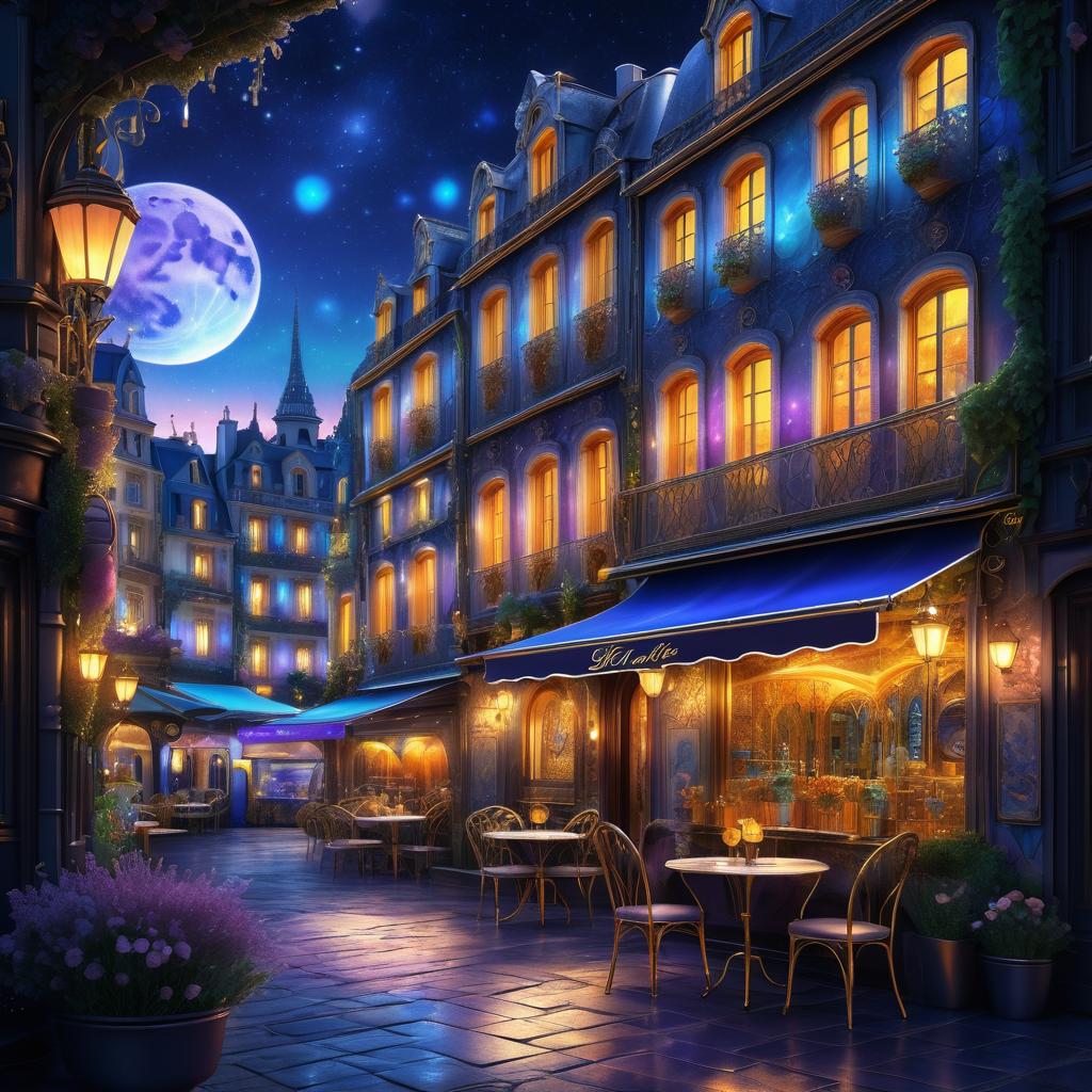 Enchanting Parisian Cafe Fantasy Art