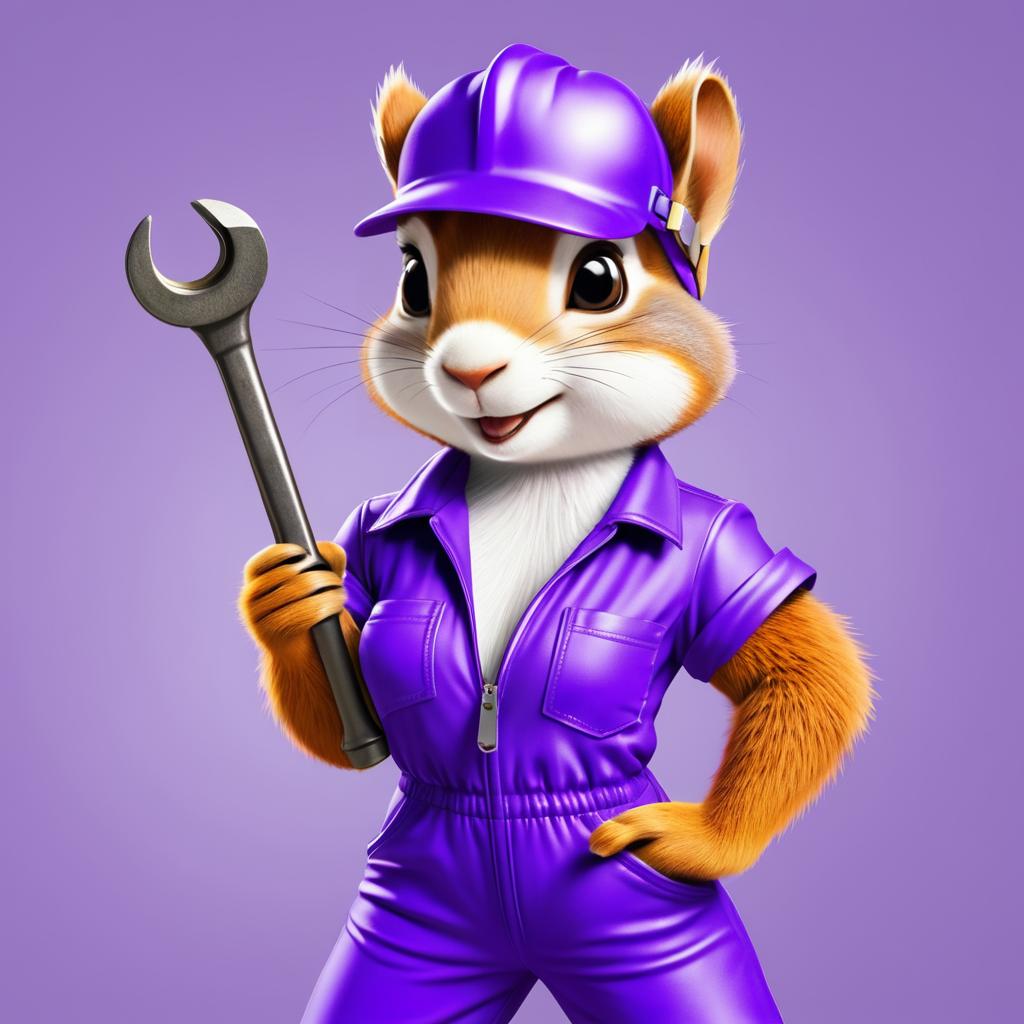 Charming Squirrel in Purple Jumpsuit