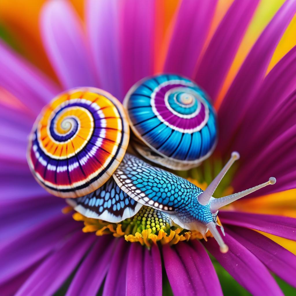 Macro Photography of a Snail on Flower