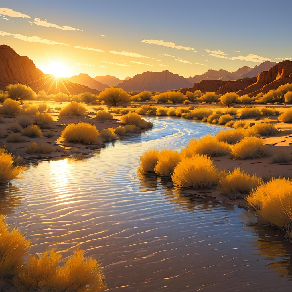 Scenic Rippling Creek Valley at Golden Hour