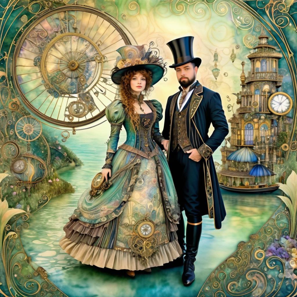 Steampunk Victorian Couple in Fairyland