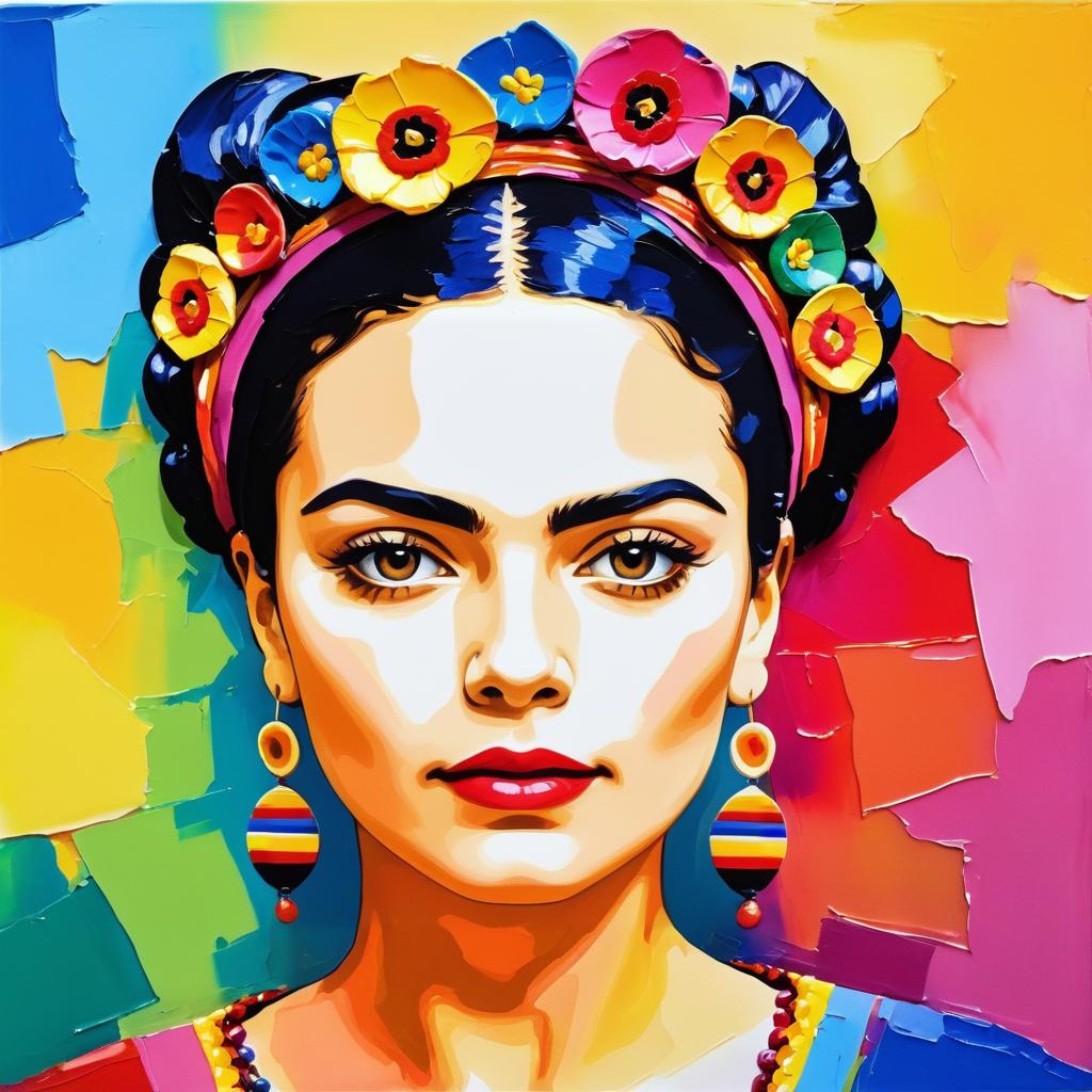 Vibrant Frida Kahlo Style Portrait