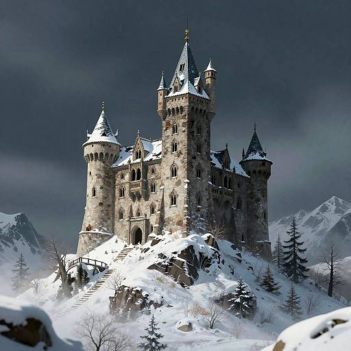 Mystical Snowy Mountain Castle