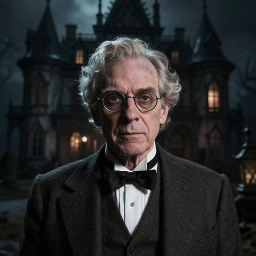 Uncle Fester in Gothic Mansion