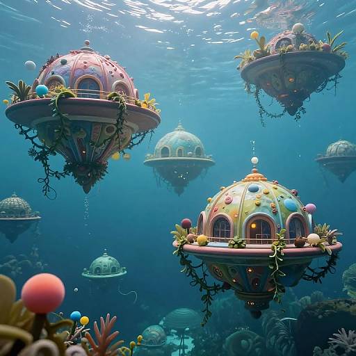 Ethereal Underwater Floating Platforms