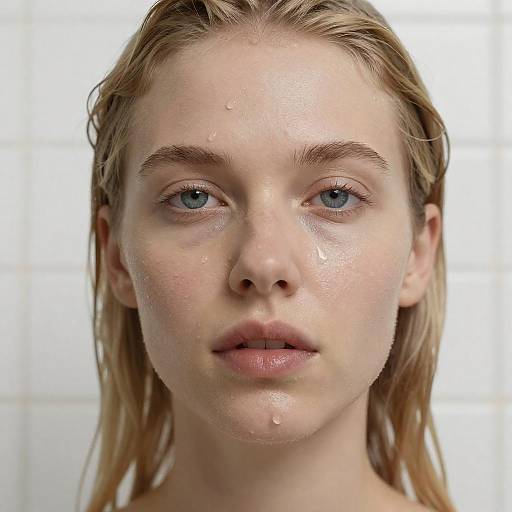 Close-Up of a Wet-Haired Blonde Woman