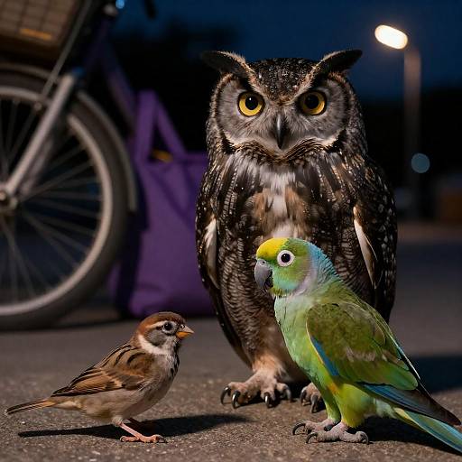 Nighttime Bird Encounter in CGI