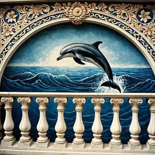 Antique Dolphin Mural with Harmony Motifs