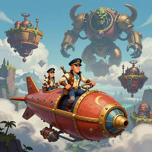 Epic Steampunk Airship Battle Scenes