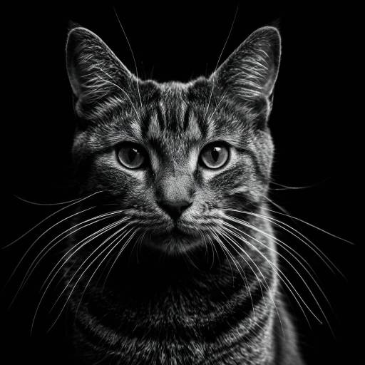 Monochrome Close-Up of Tabby Cat