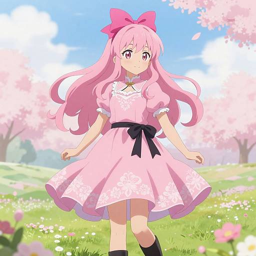 Charming Pink-Haired Anime Girl