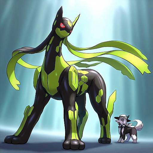 Illustration of Zygarde, pokemon in the style of Miata (miata8674)