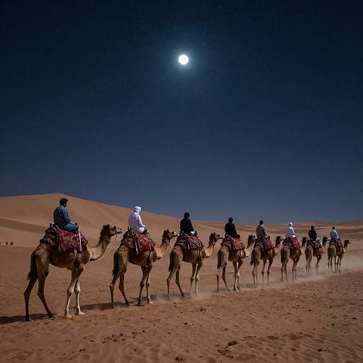 Camel Caravan on Ancient Desert Route