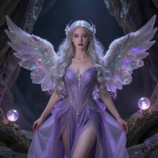 Mystical Woman in Enchanting Cave