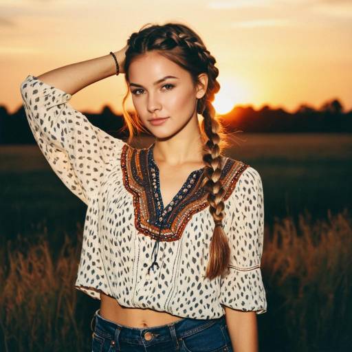Bohemian Crown Braid in Warm Sunset