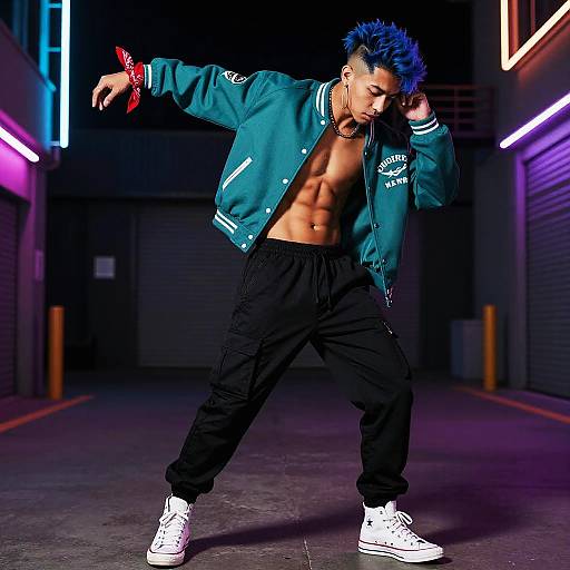 Neon-lit Douyin Street Dancer with Attitude