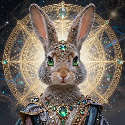 Elegant Furry Bunny with Surreal Radiance
