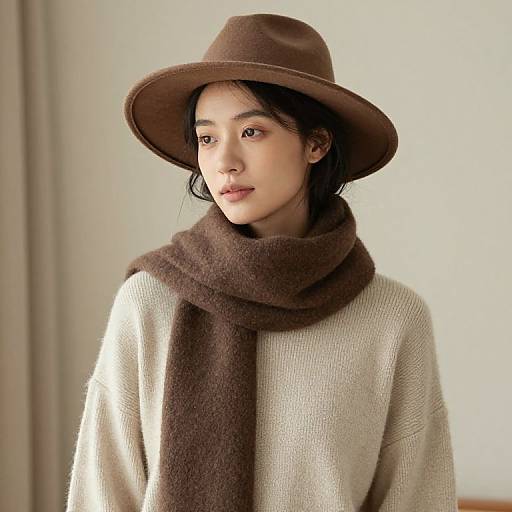 Woman in Beige Sweater and Brown Accessories