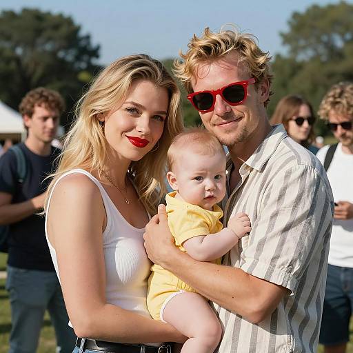 Happy Blonde Family Outdoors