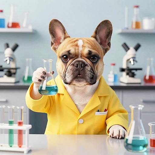 French Bulldog Scientist in Lab Coat