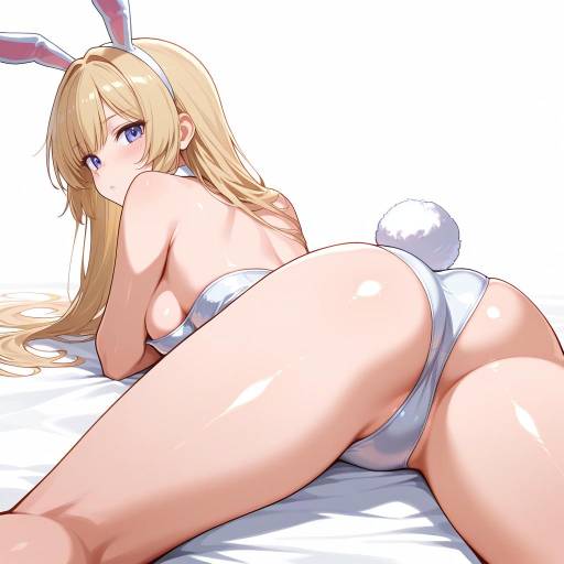 Anime Girl in White Playboy Bunny Costume