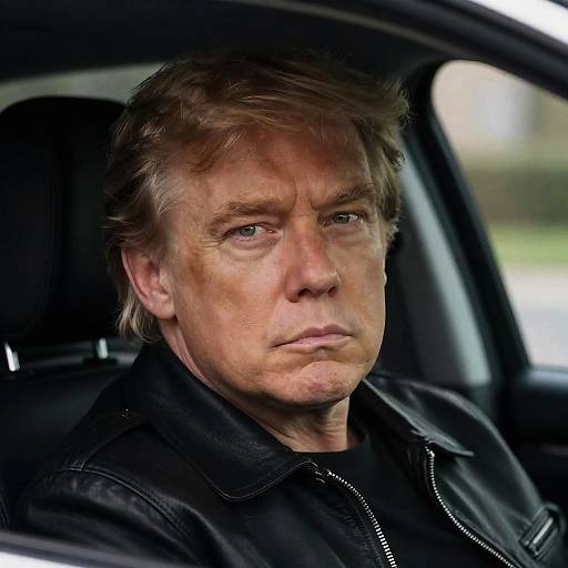 Serious Middle-Aged Man in Car