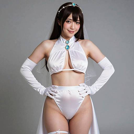 Realistic Girl with Bridal Accessories